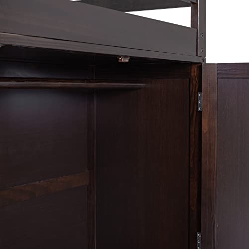 Harper & Bright Designs Full Loft Bed with Desk, Wardrobe, Solid Wood N868457