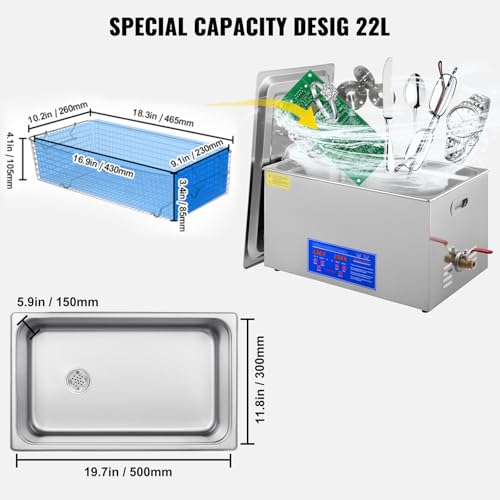 VEVOR Commercial Ultrasonic Cleaner 6L 40kHz with Digital Timer & Heater 110V Q7418