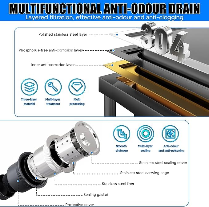 Stainless Steel Utility Sink with Faucet and Drain Kit I168