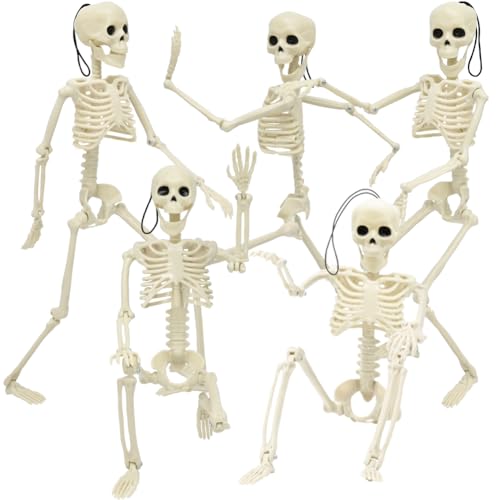 5.9FT/185cm Skeleton Halloween Full Size, Life Size Skeleton with Posable Joints Glowing Eyes Skeleton for Halloween Party Outdoor Haunted House Decor