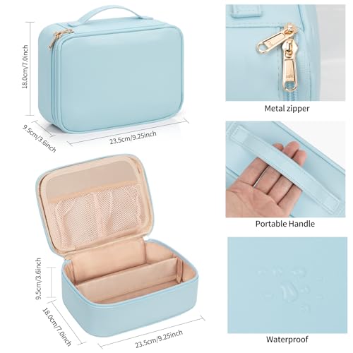 OCHEAL Makeup Bag with Divider and Brush Compartments, Green Nylon F358