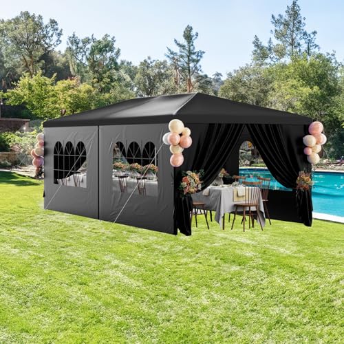 Outdoor Party Tent 10x30 Black with 8 Removable Sidewalls V87006