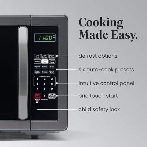 Farberware Countertop Microwave 1000W 1.1 cu ft Black Stainless Steel P5805