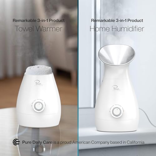 Pure Daily Care NanoSteamer Large 3-in-1 Nano Ionic Facial Steamer with Temp Control, Teal B192