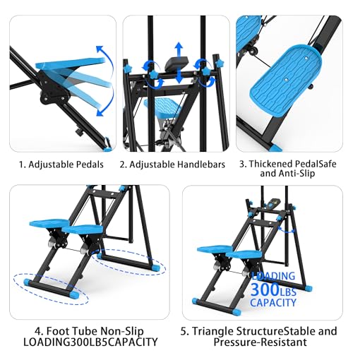 Stair Stepper for Home Gym, Vertical Climber with Adjustable Handlebar, 330LBS Capacity C11099