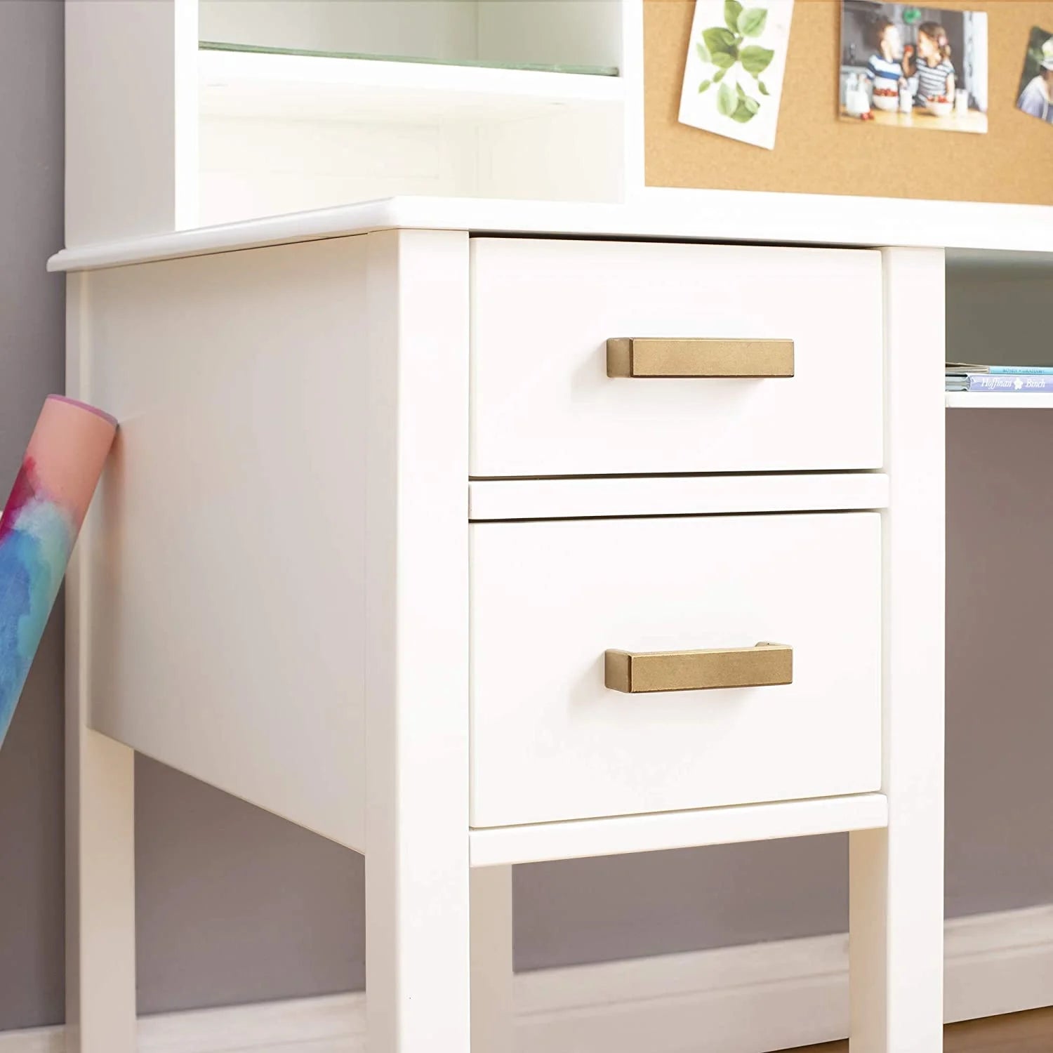 Taiga Desk, Hutch and Chair - White Student Study Workstation S11648