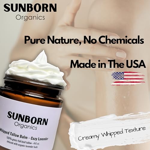 Pure Whipped Tallow Balm Unscented, Organic Grass-Fed Beef Tallow for Skin N669878
