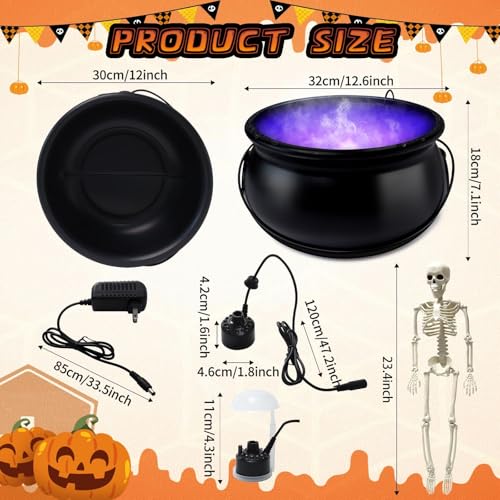 12" Large Witch Cauldron Diffuser with LED Light for Halloween Decor U58380