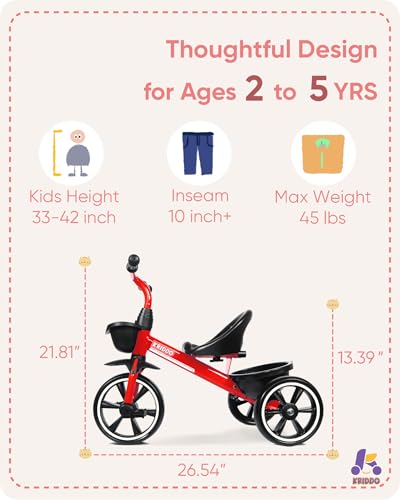 KRIDDO Kids Tricycle for Toddlers Age 2-5 Years, Blue P72011