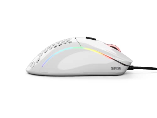 Glorious Model D Wired Gaming Mouse - 68g Honeycomb RGB Ergonomic, Matte White M160012
