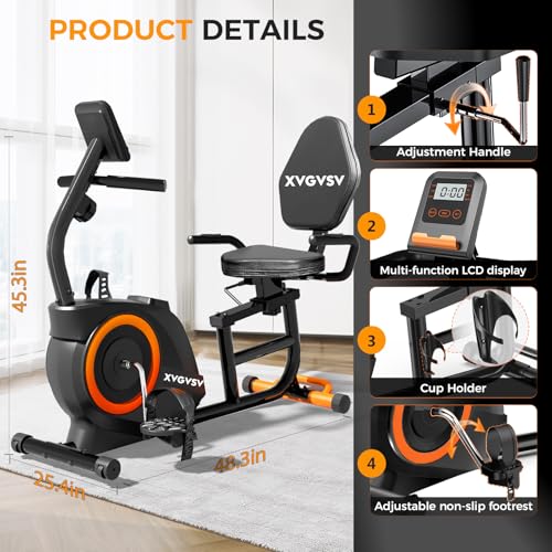 Recumbent Exercise Bike with 400LB Capacity and Magnetic Resistance V9846