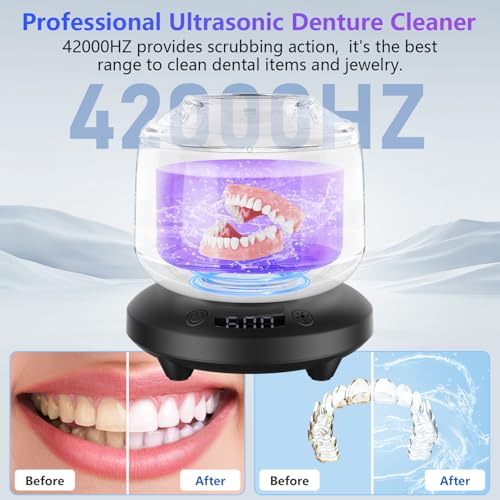 Ultrasonic Retainer Cleaner for Dentures & Aligner, 4 Modes, White U61236