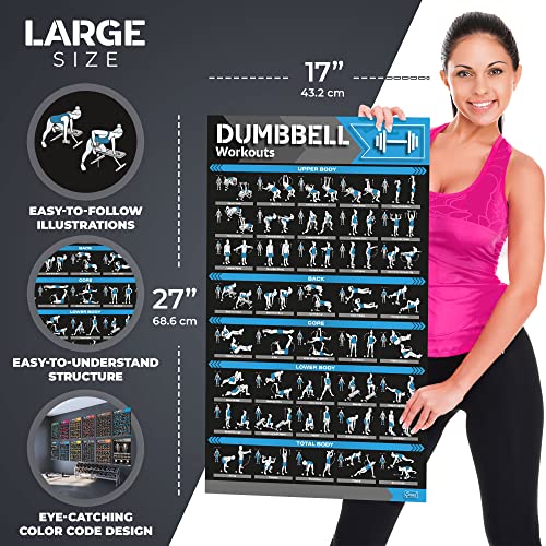 Laminated Large Workout Poster Set for Home Gym Exercise Charts M2103