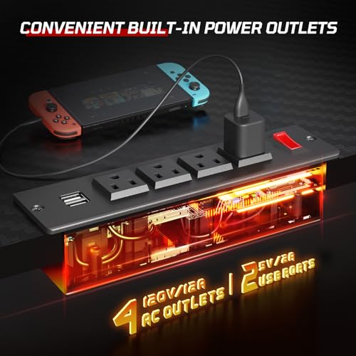 Bestier Gaming Desk with LED Lights, 51.3 Inch Computer Desk Q970