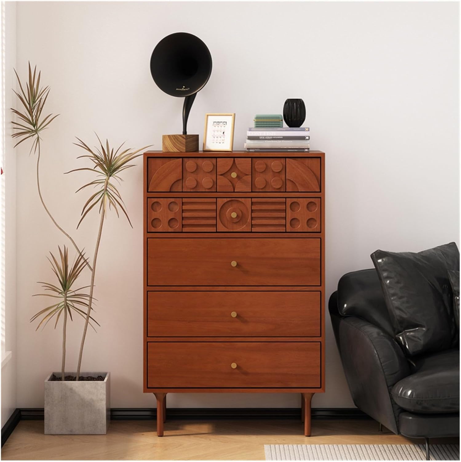 5 Drawer Dresser with Gold Handles for Bedroom D147990