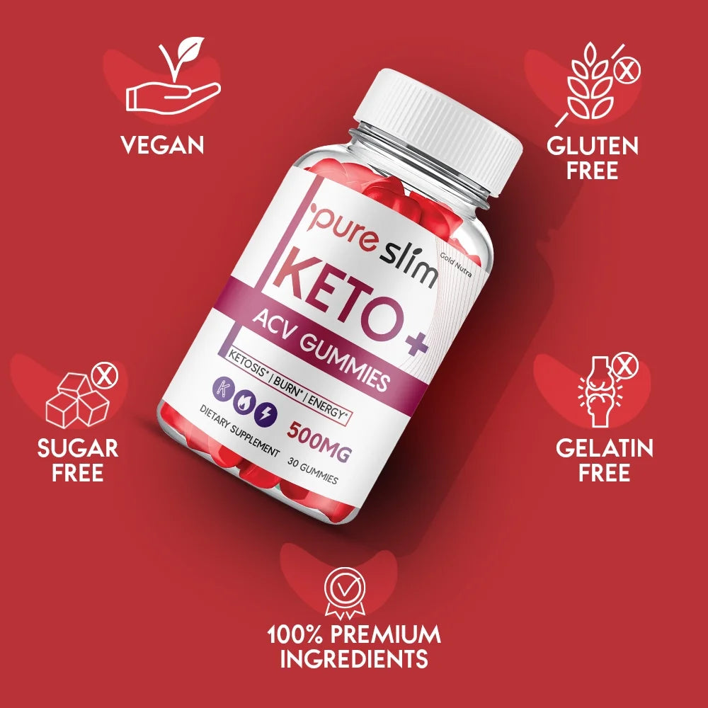 Pure Slim Keto ACV Gummies Apple Cider Vinegar Dietary Supplement (2 Pack) M6370