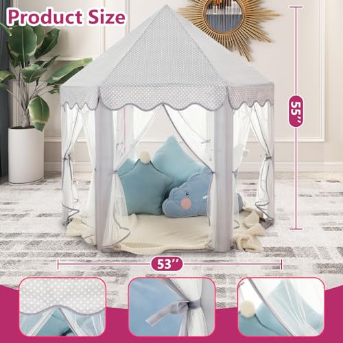 Monobeach Princess Tent Girls Large Playhouse with Star Lights L847553