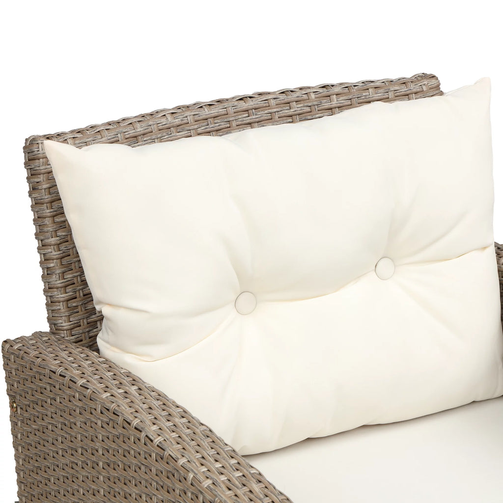Dcenta 4 Piece Wicker Rattan Patio Conversation Set with Seat Cushions, Beige Brown B3881