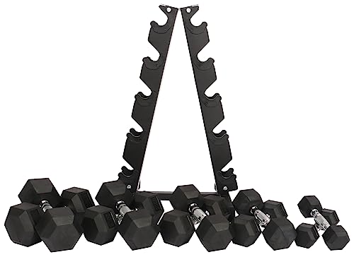 Rubber Coated Hex Dumbbell Weight Set R443