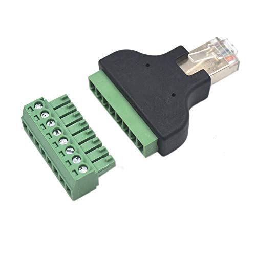 2-pack RJ45 Ethernet to AV 8 Pin Screw Terminal Adapter J39558