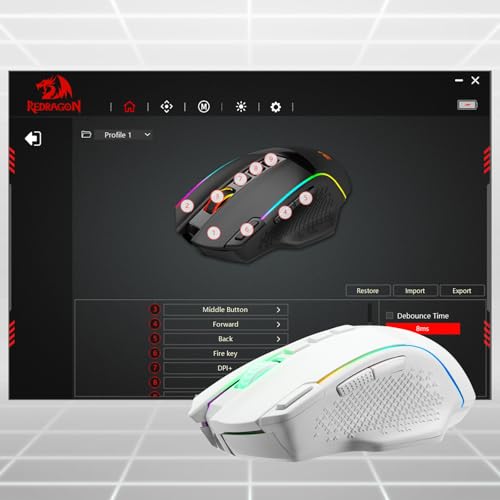 Redragon M810 Pro Wireless Gaming Mouse, 10000 DPI, RGB Backlit K36063