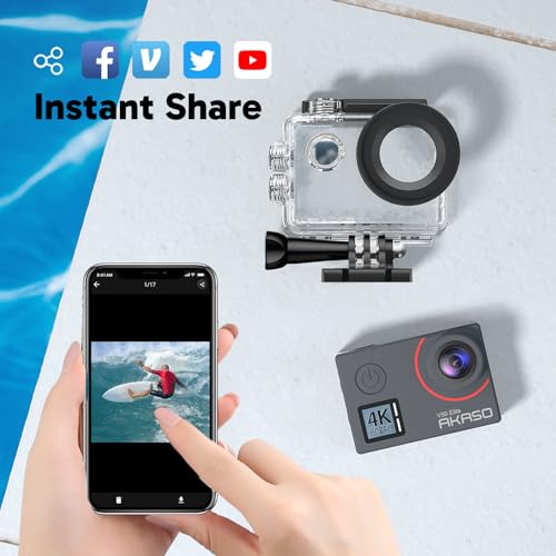 AKASO V50 Elite 4K60fps Action Camera with 128GB MicroSDXC U3 Memory Card Bundle G5217
