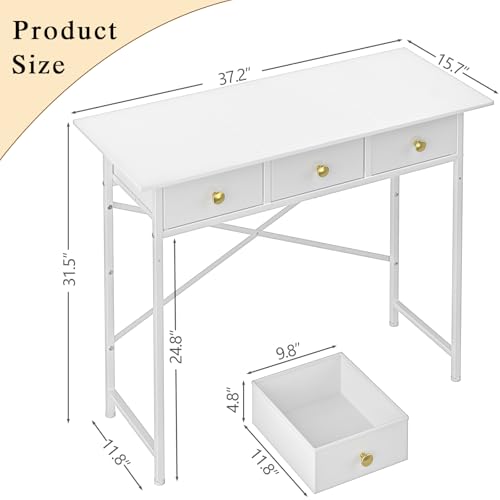 White Vanity Desk with Drawers for Kids Bedroom, 31.5 Inch J2831