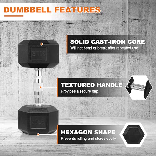 Hex Dumbbells Rubber Coated Hand Weights C709