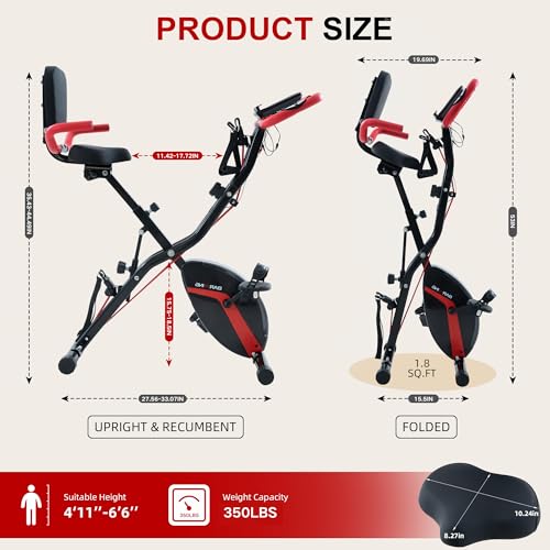 BARWING Foldable Exercise Bike for Home Workout, 350LB Capacity Z9564