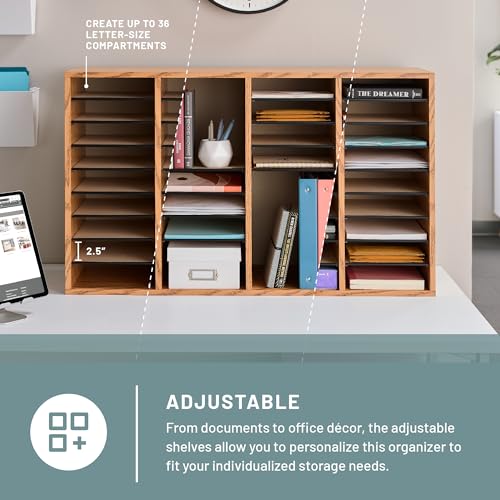 Safco Wooden Paper and Mail Organizer, Adjustable Shelves, Stackable B285