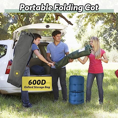 Slendor Oversized XXL Folding Camping Cot for Adults with Mattress and Carry Bag, Grey K607458