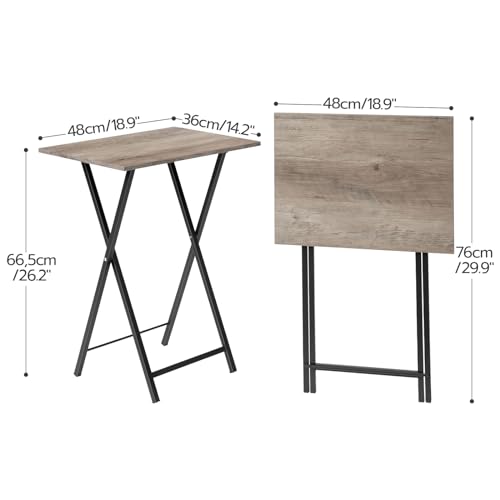 HOOBRO Folding TV Tray Tables, Set of 2, Marble and Gold C48497
