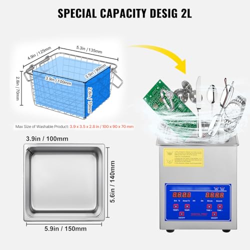 VEVOR Commercial Ultrasonic Cleaner 6L 40kHz with Digital Timer & Heater 110V Q7418