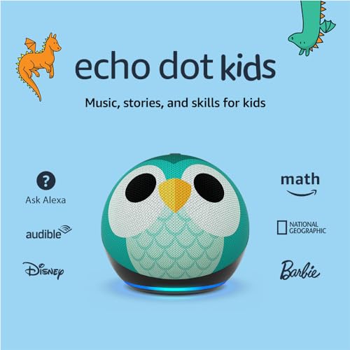 Amazon Echo Dot Kids (newest model) with parental controls, includes 1 year of Amazon Kids+, Owl E6968
