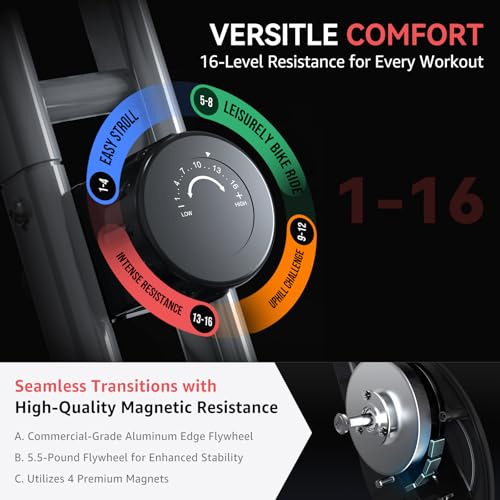 Foldable Exercise Bike with 16-Level Magnetic Resistance for Home T532
