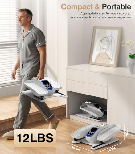Under Desk Elliptical Machine, Portable Seated Pedal Exerciser for Seniors and Adults O60492