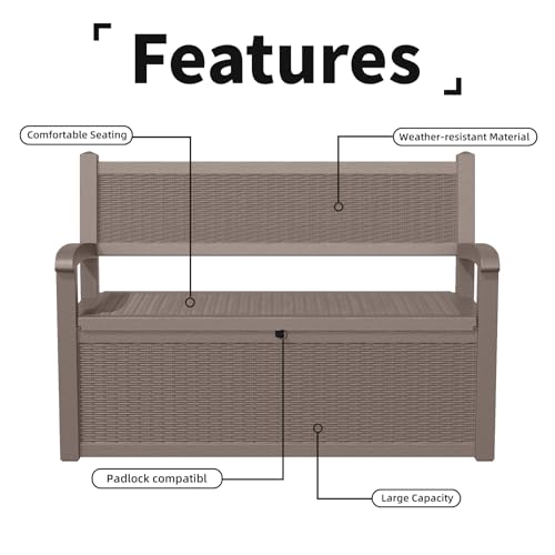 80 Gallon Waterproof Lockable Storage Bench Deck Box for Patio Garden I9402