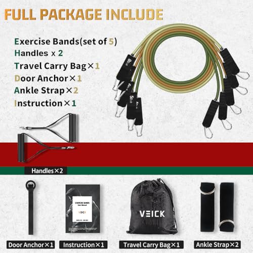 VEICK Resistance Bands with Handles for Home Workout O75059