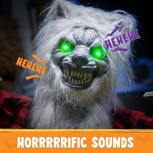JOYIN Halloween Animated Werewolf Outdoor Decoration with Moving Arms & Light-Up Eyes O998