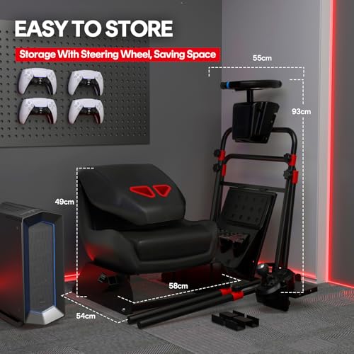RACGTING Racing Simulator Cockpit, Foldable Adjustable Racing Seat B89086