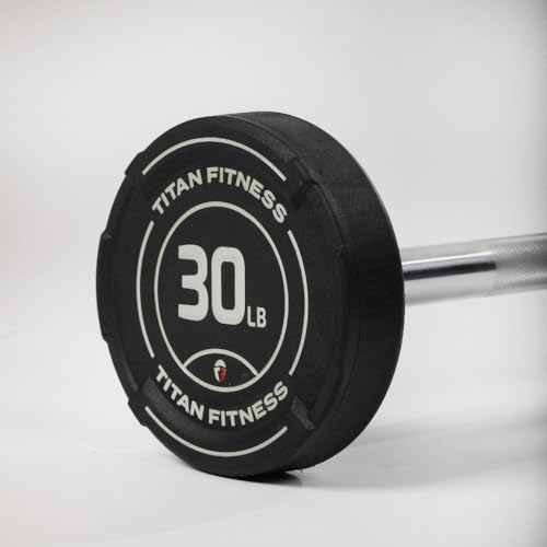 Titan Fitness Rubber Curl Fixed Barbells, Pre-Loaded Weight Bar Y406
