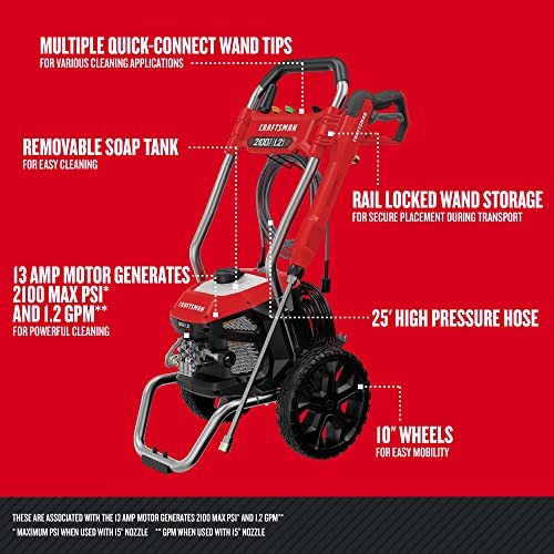 CRAFTSMAN Electric Pressure Washer 2100 PSI Corded CMEPW2100 S611