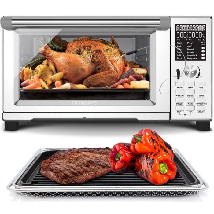 Nuwave Bravo XL Pro Air Fryer Toaster Oven with Grill Combo, 30QT, Stainless Steel F898
