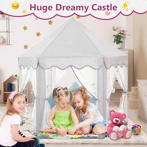 Monobeach Princess Tent Girls Large Playhouse with Star Lights L847553