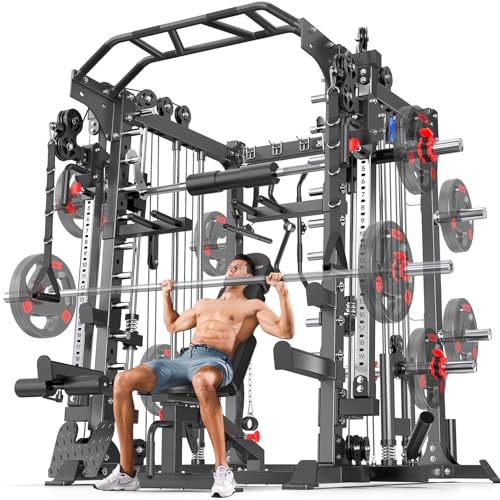 Power Cage Smith Machine Power Rack with Cable Crossover for Home Gym X175525