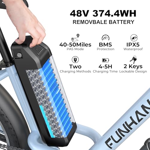 Electric Bike for Adults, 26" 1000W Peak City Cruiser Ebike, 48V Removable Battery O80999