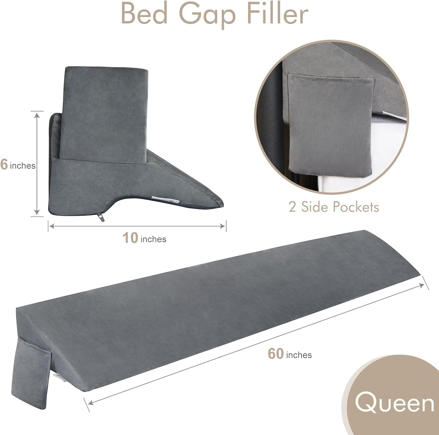 Vekkia Bed Wedge Pillow for Headboard Gap, Queen G237
