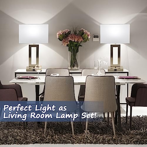22" Touch Control Table Lamps with USB Ports, Dimmable, Gold & White V1178
