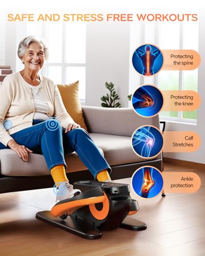 Under Desk Elliptical Machine, Portable Seated Pedal Exerciser with Remote Control O760573