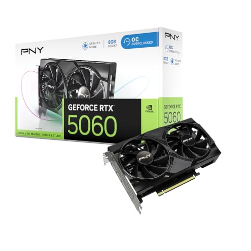 PNY NVIDIA GeForce RTX 5060 8GB ARGB Overclocked Triple Fan Graphics Card V241023